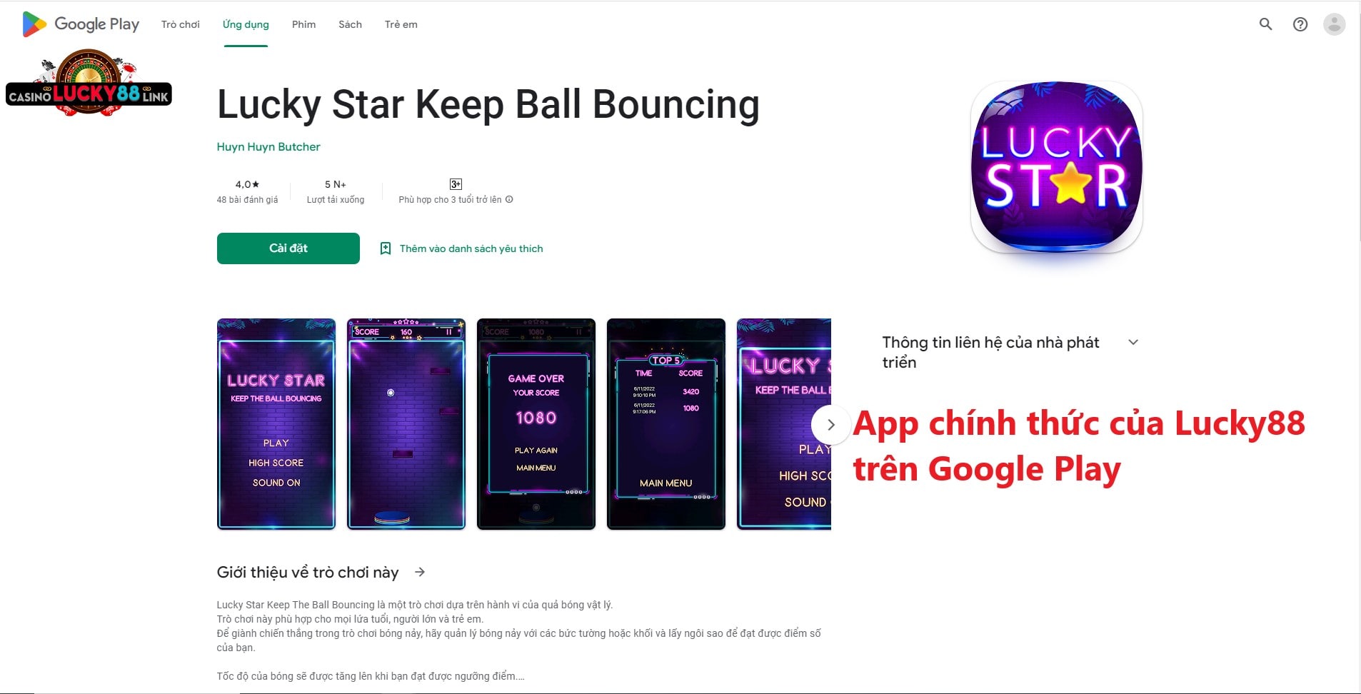 App chính thức của Lucky88 trên Google Play