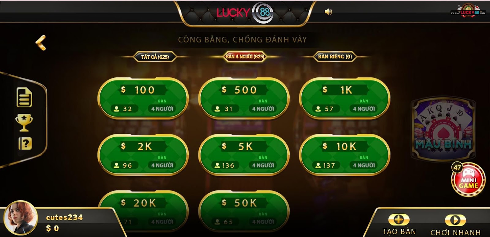 Giới thiệu game bài mậu binh Lucky88