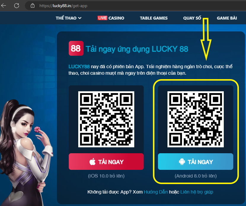 Hướng dẫn tải app Casino Lucky88 cho Android