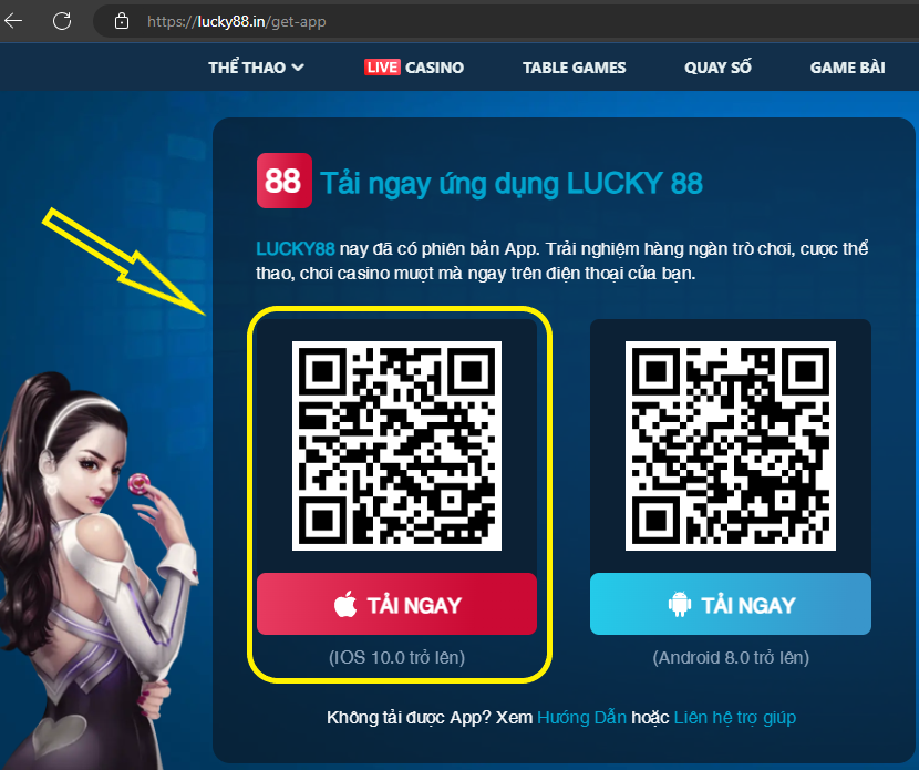 Hướng dẫn tải app Casino Lucky88 cho IOS